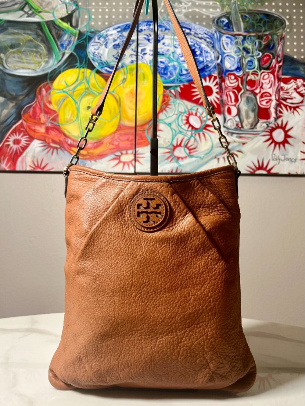 Tory Burch Kolbe Cognac Leather Swingpack Crossbody Bag - Picture 2 of 10
